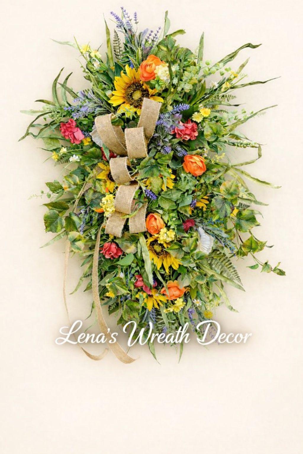 Sunshine Bloom Teardrop Swag Wreath