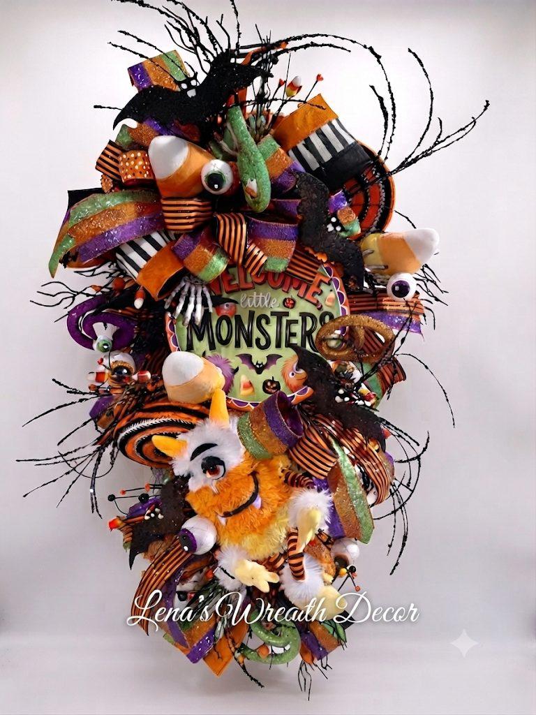 Friendly Monster Teardrop Swag Wreath