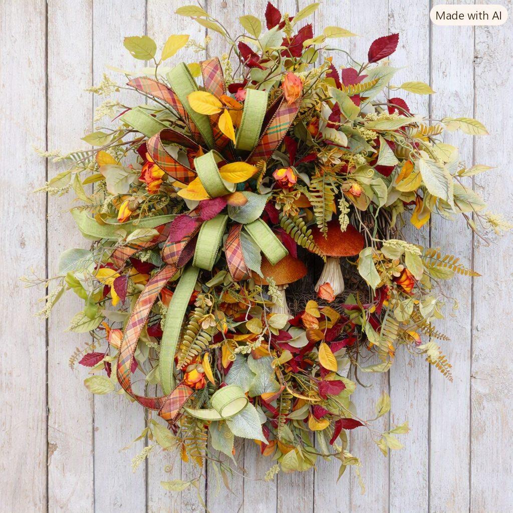 Autumn Forest Mushroom Wreath — view 2