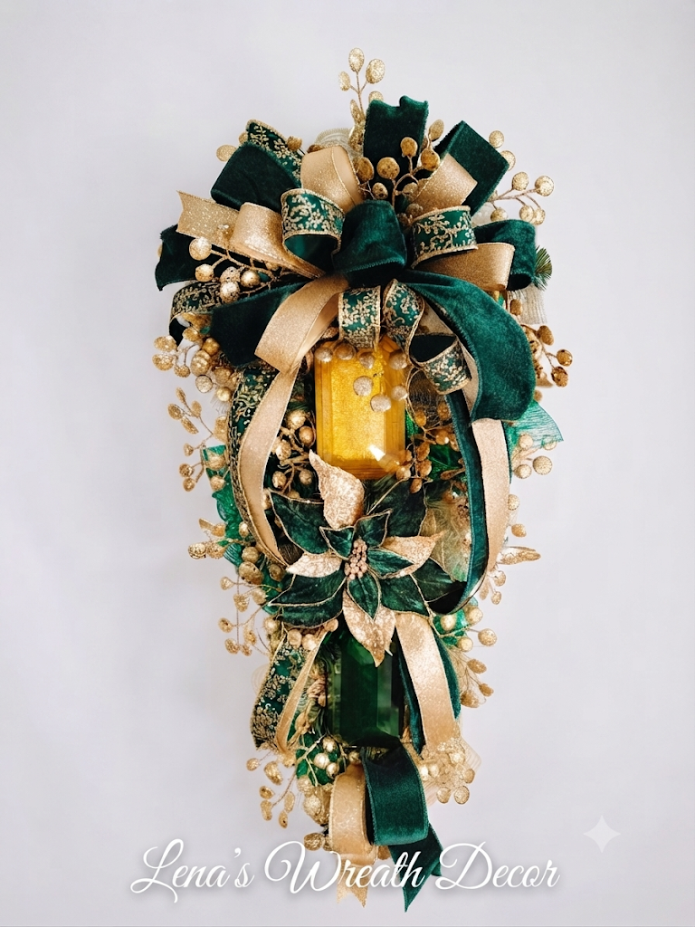 Green and Gold Gem Wreath